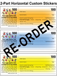 Re-Order Horizontal 2-Part Check-In & Security Stickers - Box of 800 